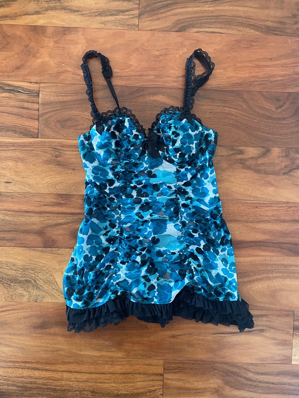 La SENZA Blue Floral Lace-Trim Camisole